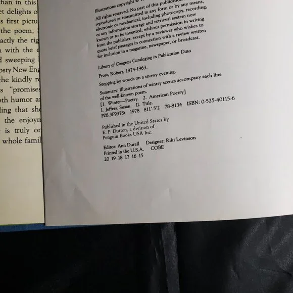 RVHTF EUC 70's Vintage / 1978 Hardcover "Stopping by Woods on a Snowy Evening" - Picture 9 of 15